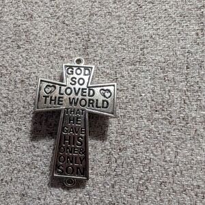 Religious Cross Wall Hanging - Silver Inspirational Scripture #12